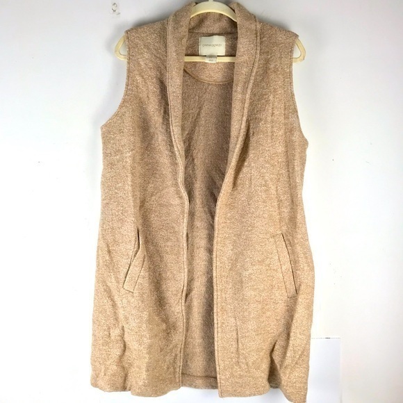 Cynthia Rowley Wool Blend Long Sleeveless Vest Open Cardigan Size Medium - Picture 1 of 5